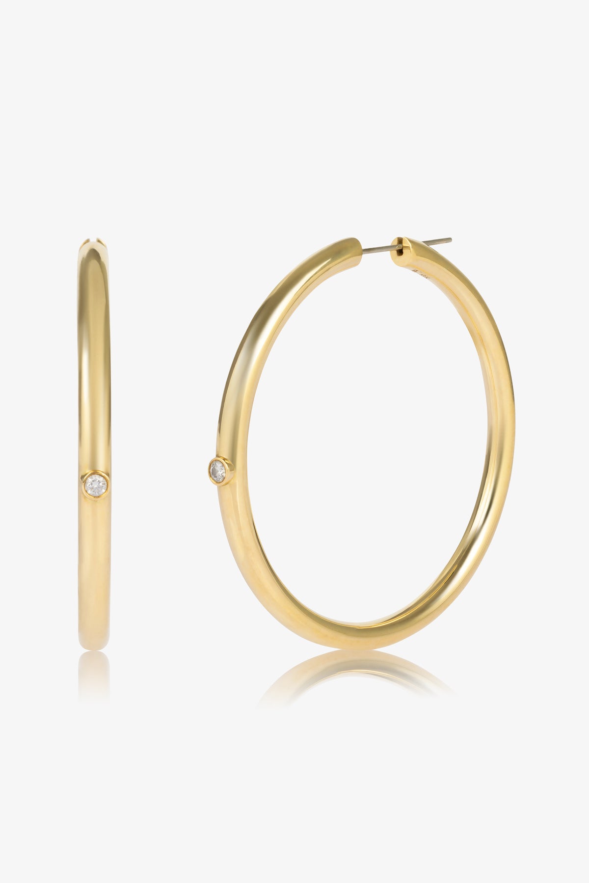 Diamond Bezel Hoop Earrings 50mm