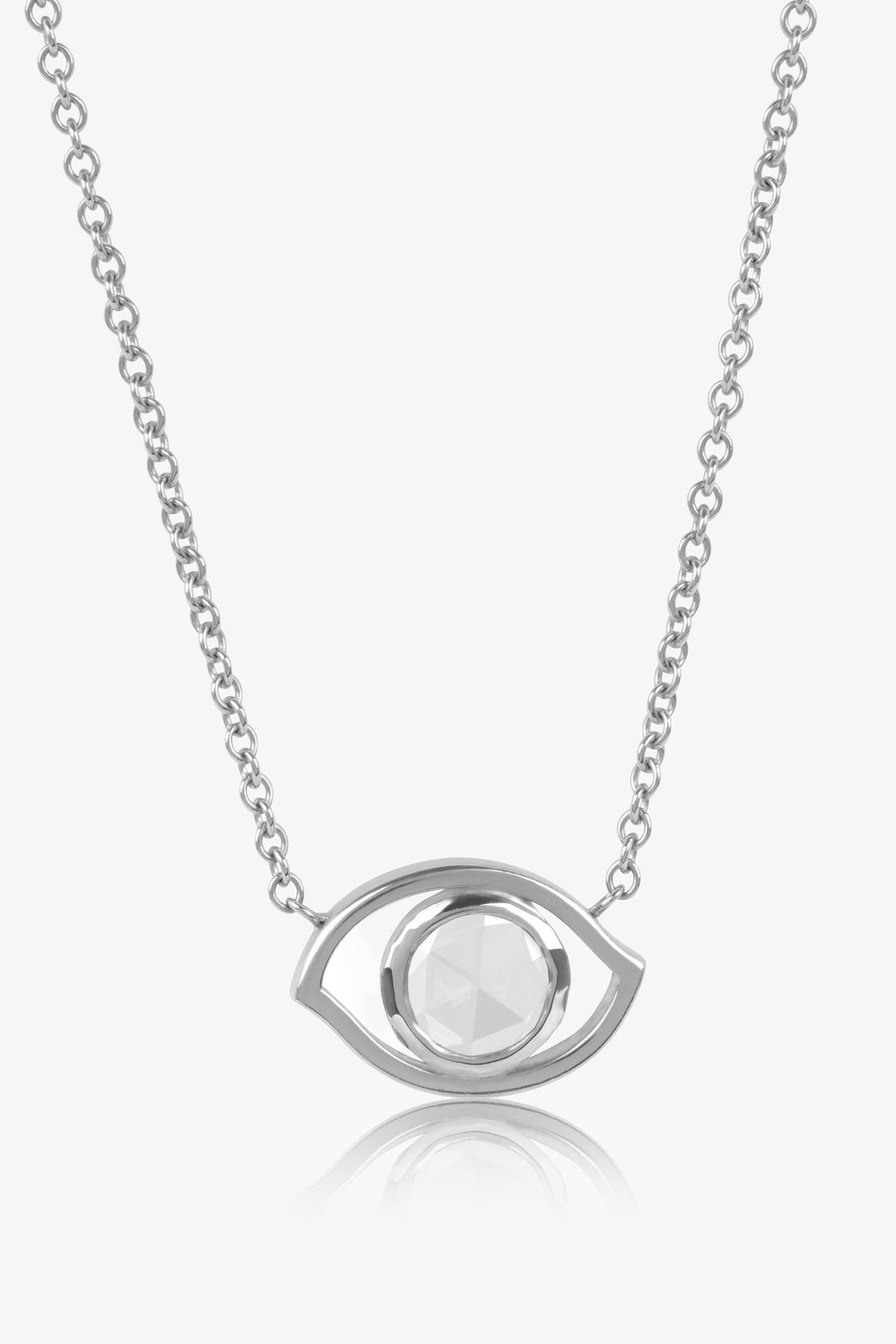 Rose Cut Diamond Evil Eye Necklace