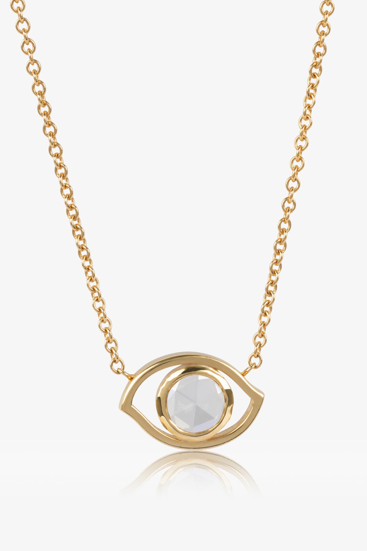 Rose Cut Diamond Evil Eye Necklace