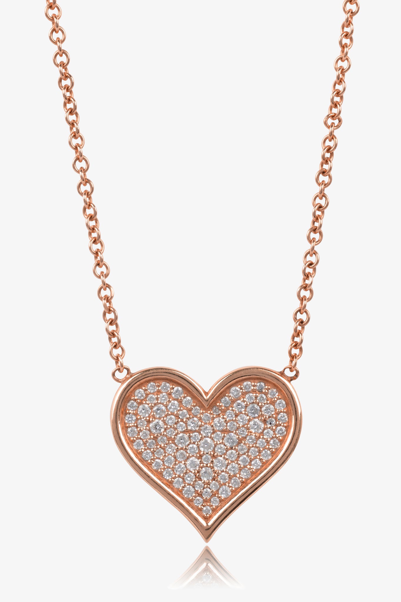 Large Diamond Pave Heart Necklace