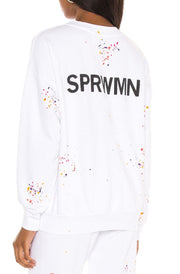 Paint Splatter Cotton Logo Sweatshirt