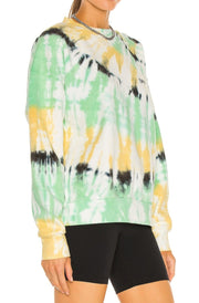Faded Green Tie Dye Cotton Logo Sweatshirt
