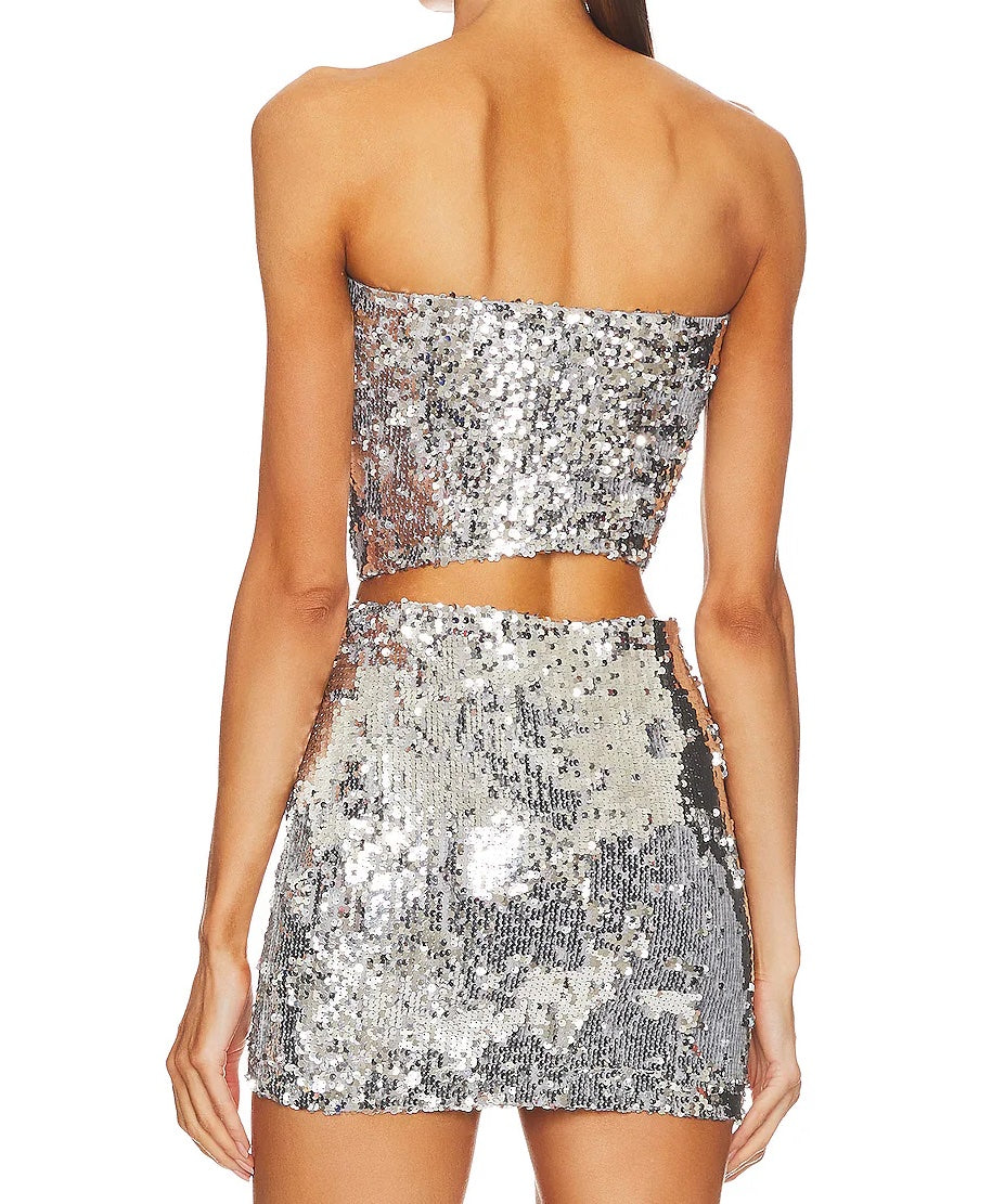 Silver Sequin Tube Top
