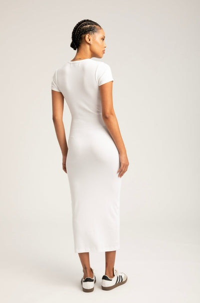 White Rib Maxi Dress
