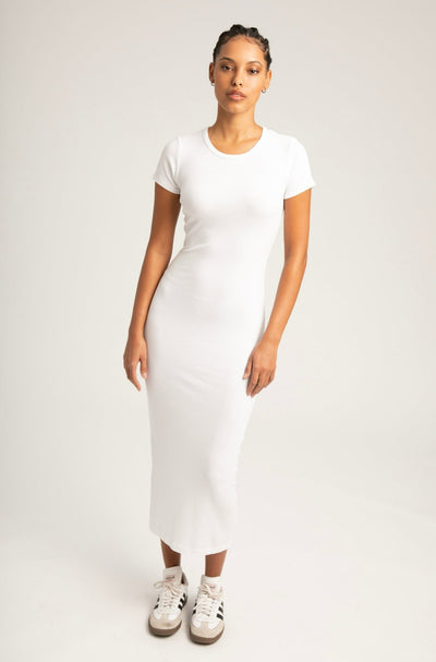 White Rib Maxi Dress