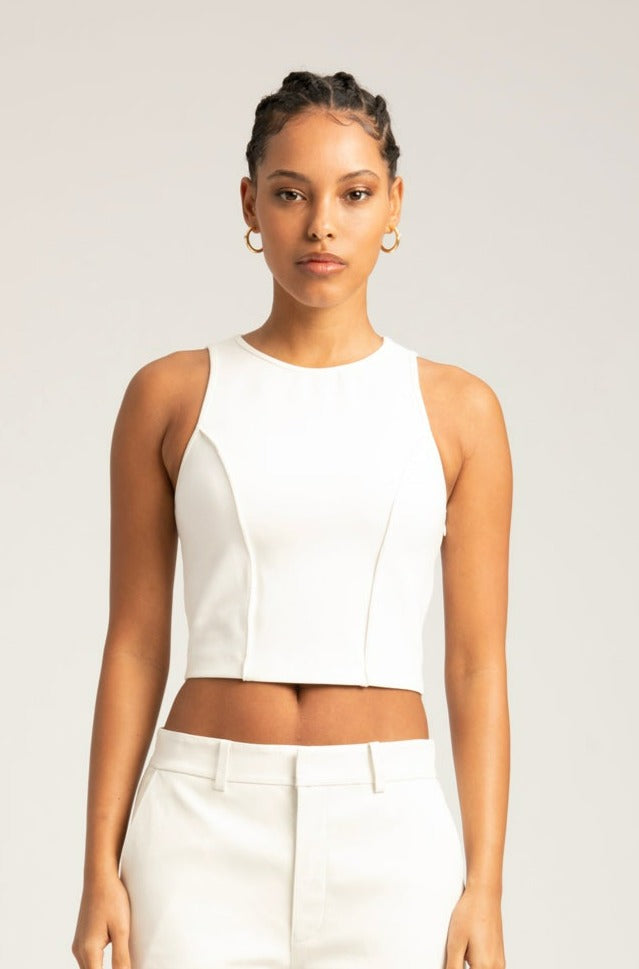 White Audrey Pintuck Top
