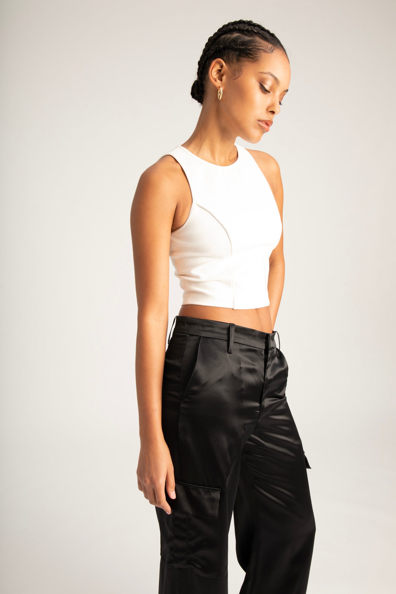White Audrey Pintuck Top