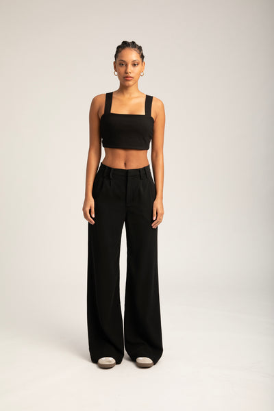 Black Micro Tube Top With Straps