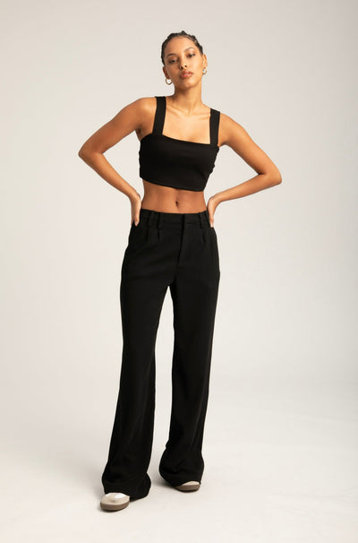 Black Micro Tube Top With Straps
