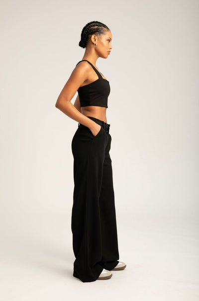 Black Micro Tube Top With Straps