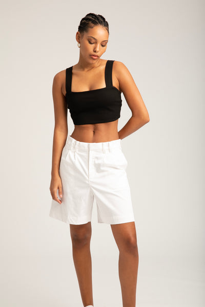 White Poplin Shorts