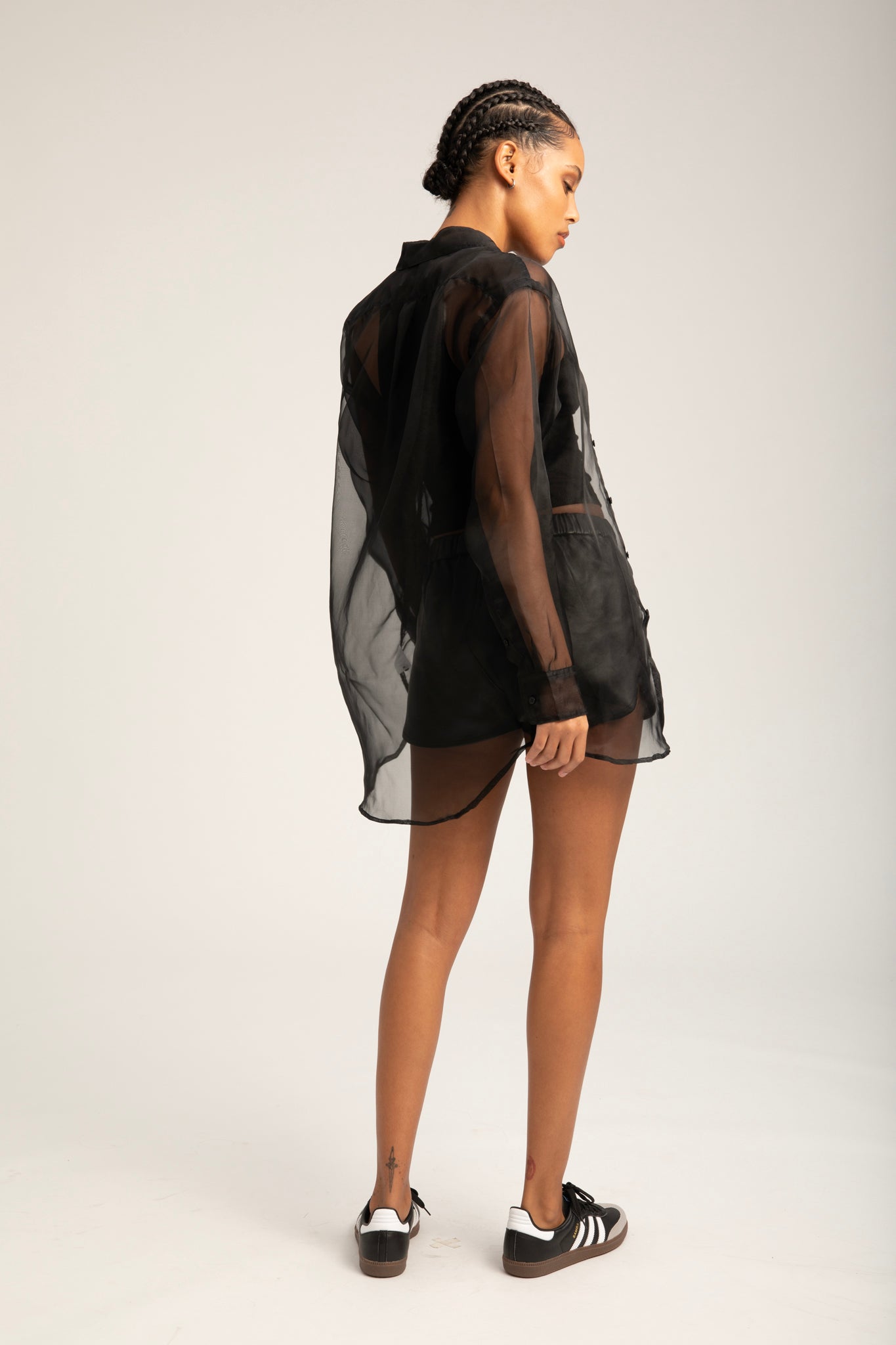 Black Silk Organza Oversized Shirt