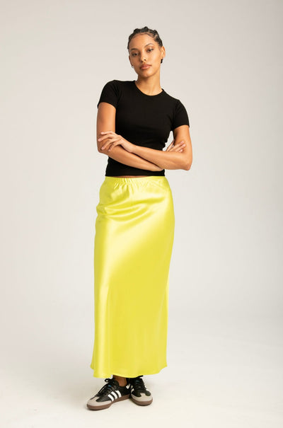 Electric Chartreuse Silk Bias Maxi Skirt