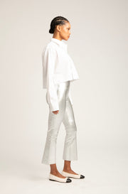 Silver Leather Crop Flare