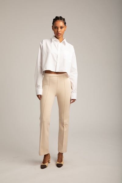 Cream Casanova Pintuck Ankle Flare