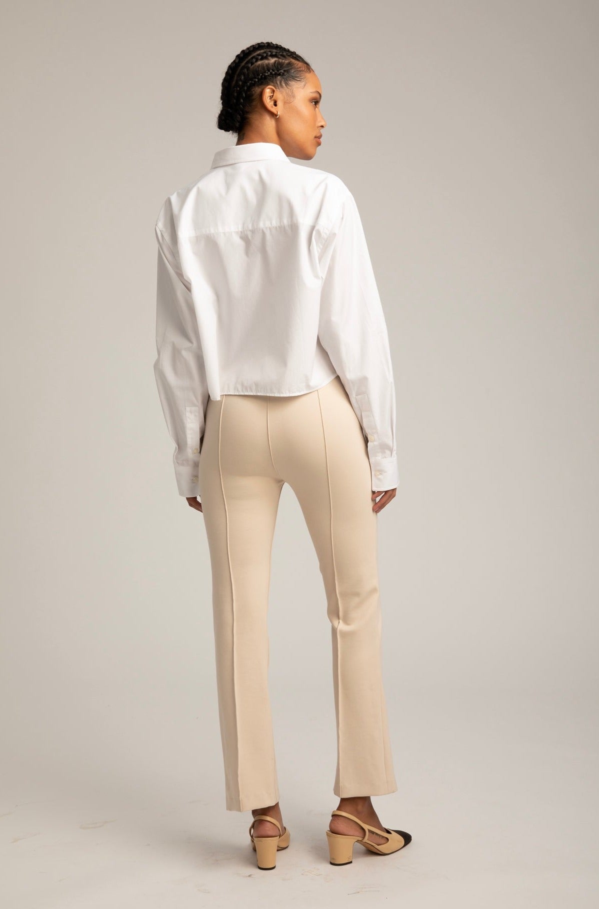 Cream Casanova Pintuck Ankle Flare