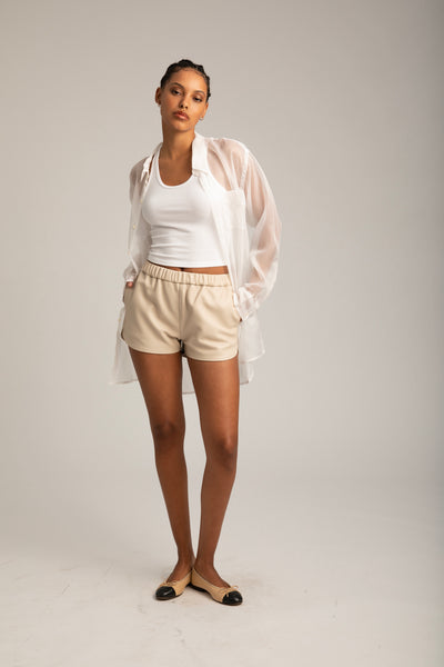 White Silk Organza Oversized Shirt