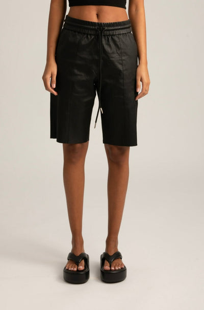 Black Leather All Star Shorts