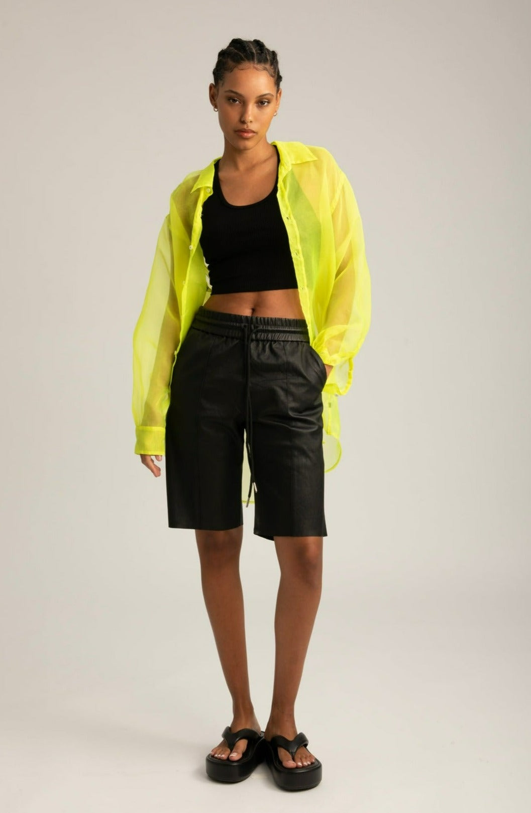 Neon Silk Organza Oversized Shirt