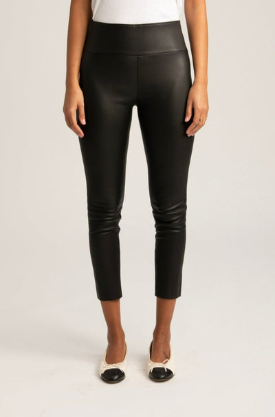 Black Leather Crop Leggings