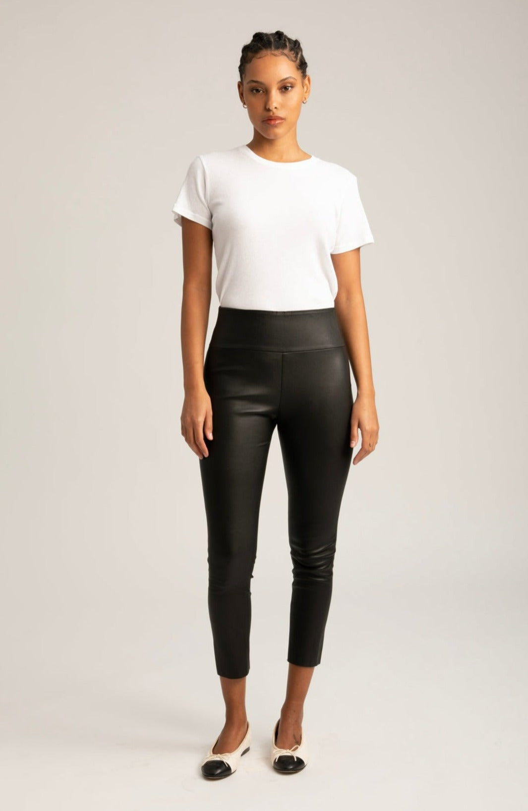 Black Leather Crop Leggings