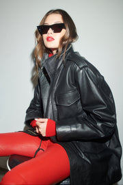 Black Leather Military Jacket