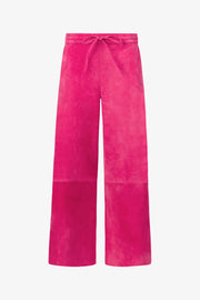 Suede Cropped Baggy Pants