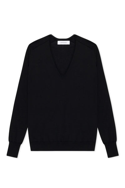 Black Cashmere V-Neck Sweater