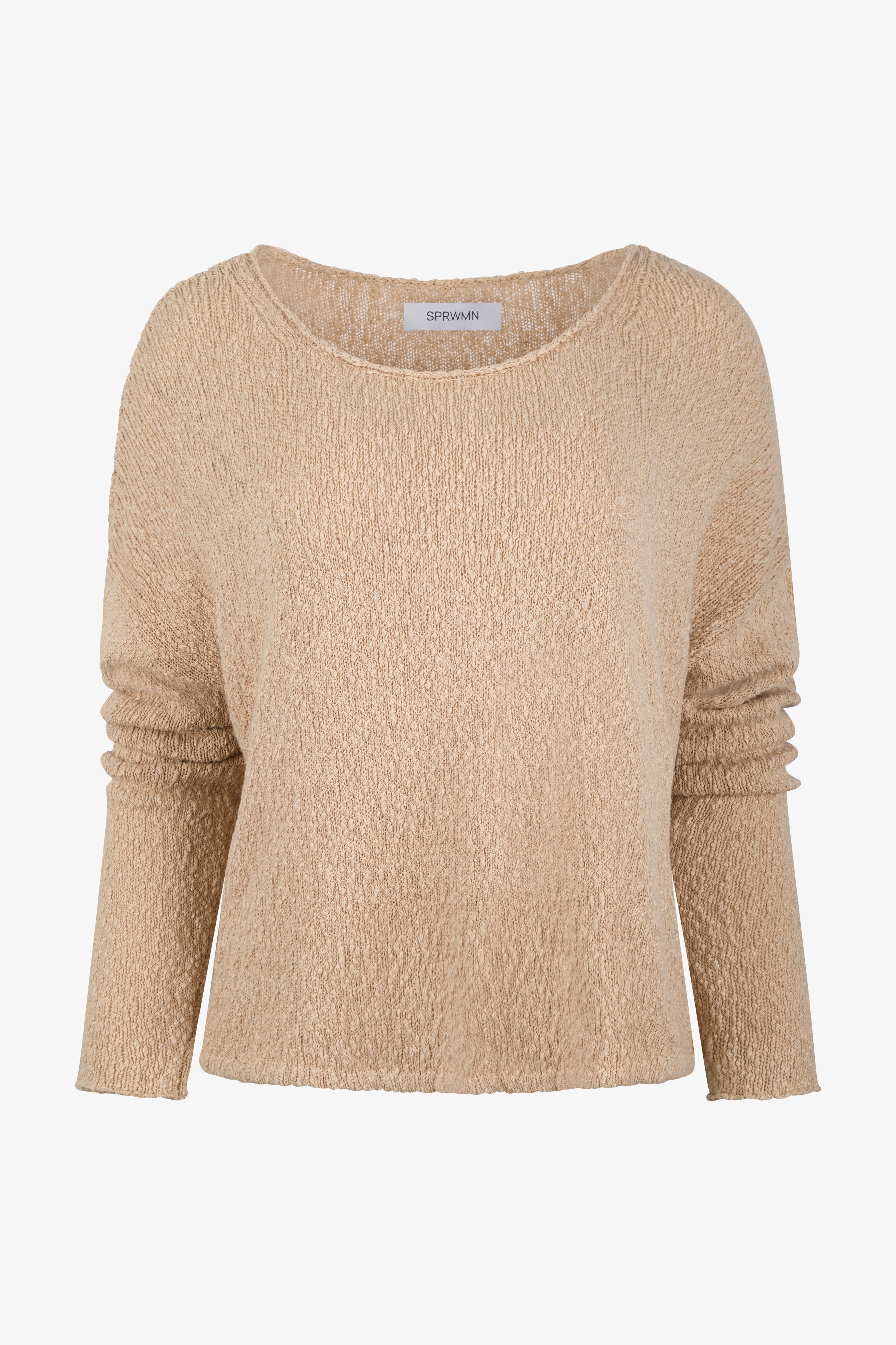 Cotton Bouclé Off Shoulder Sweater