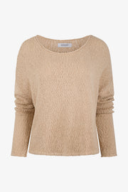 Cotton Bouclé Off Shoulder Sweater