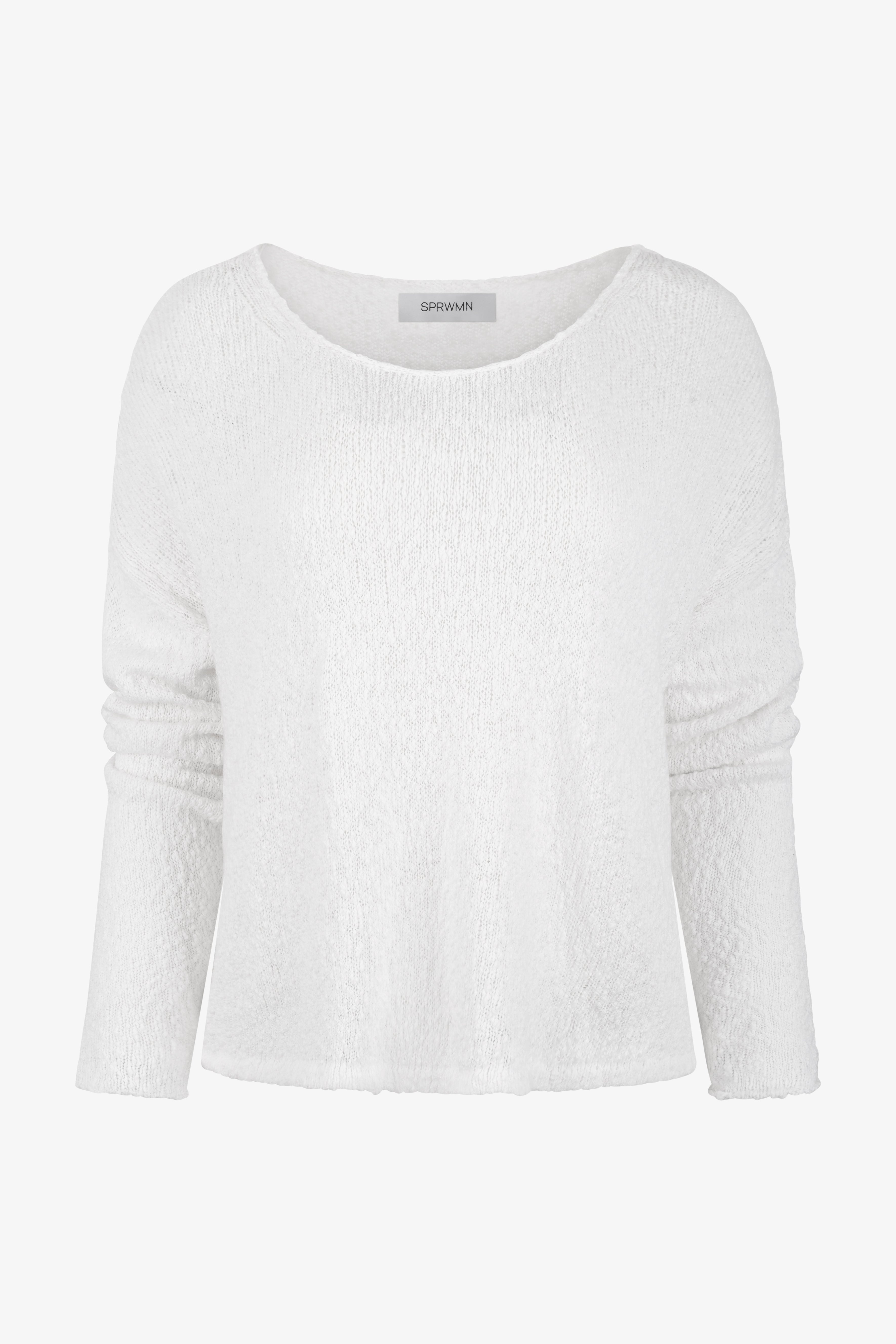 Cotton Bouclé Off Shoulder Sweater