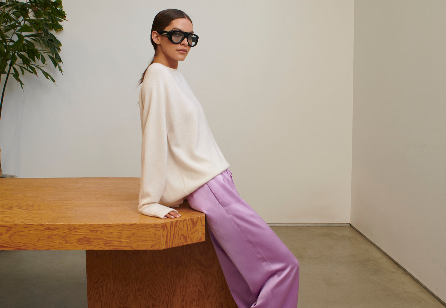 Lavender silk pants