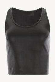 Black Leather Cropped Racerback Tank