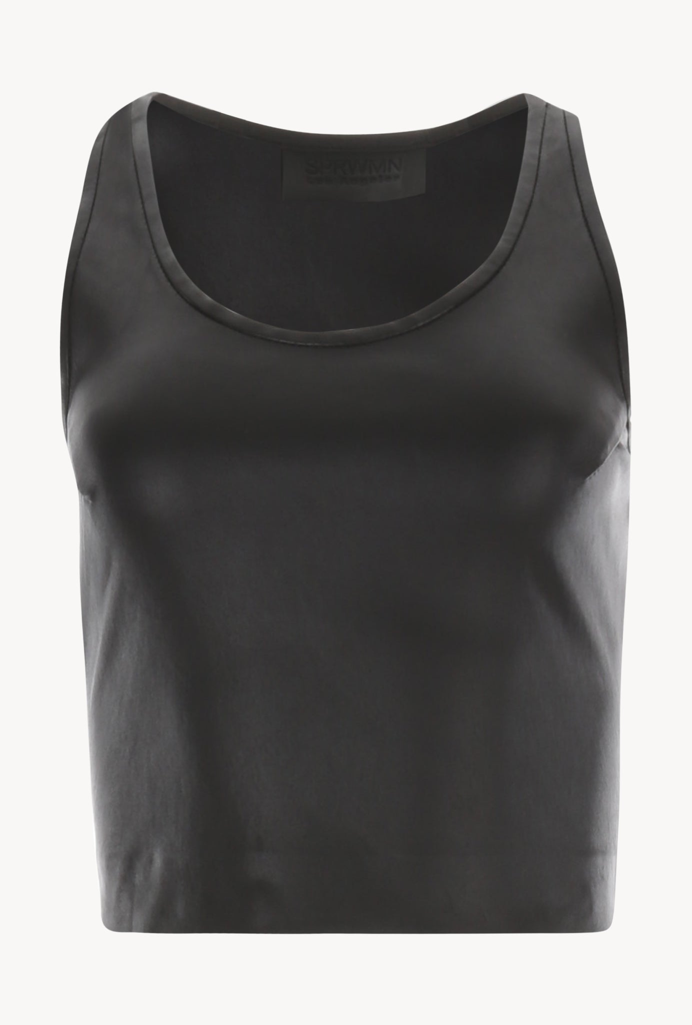Black Leather Cropped Racerback Tank
