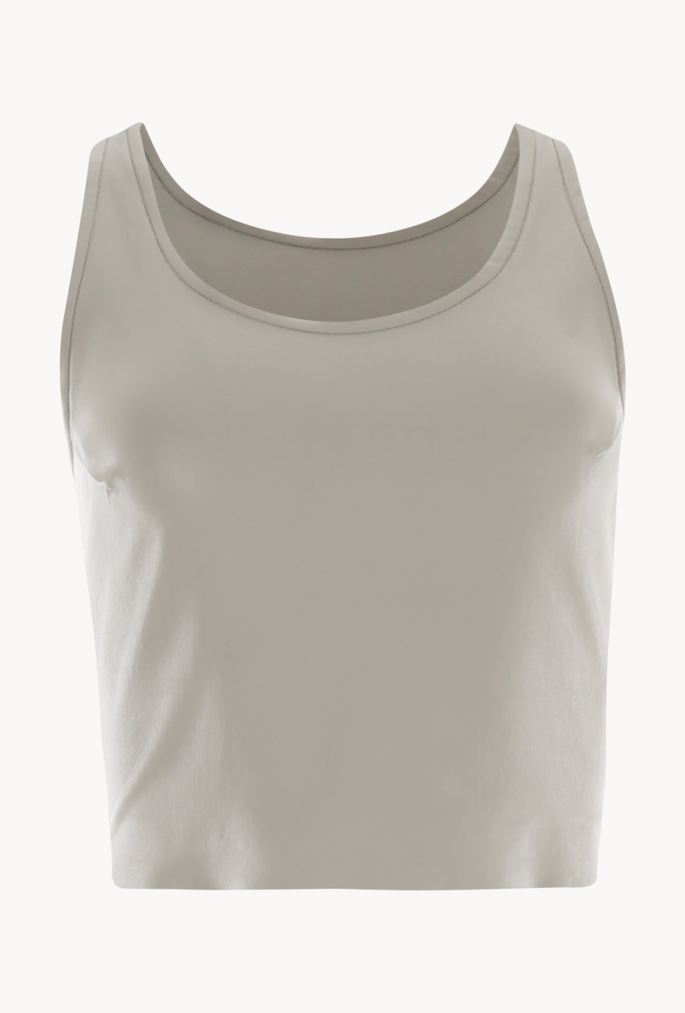 Off White Leather Cropped Racerback Tank