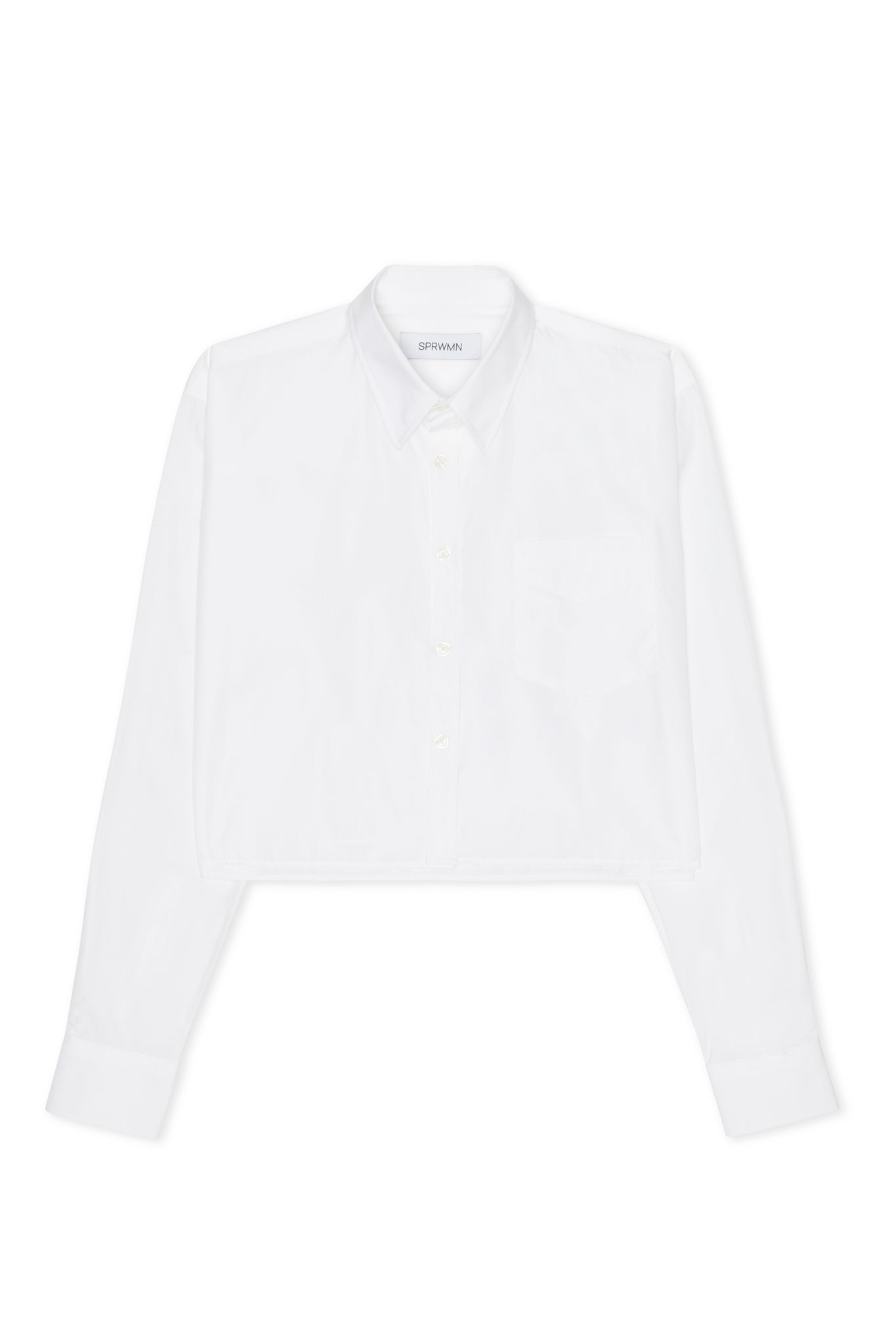 White Cropped Button Down