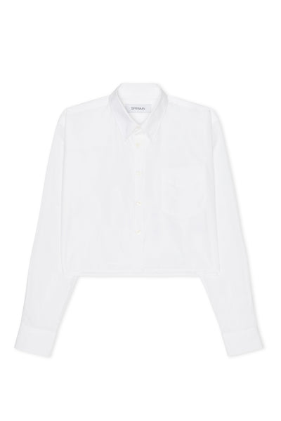 White Cropped Button Down