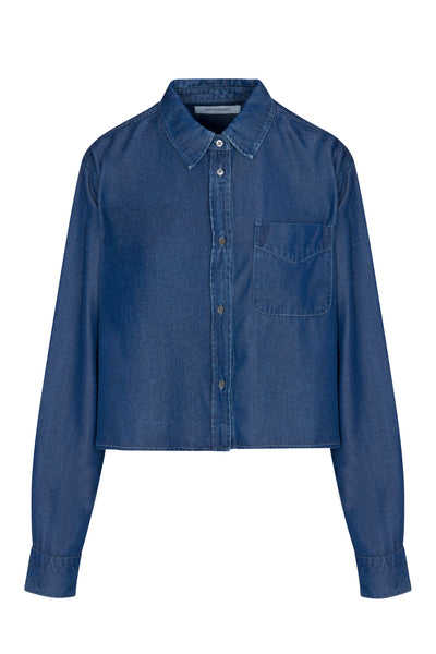 Chambray Cropped Button Down