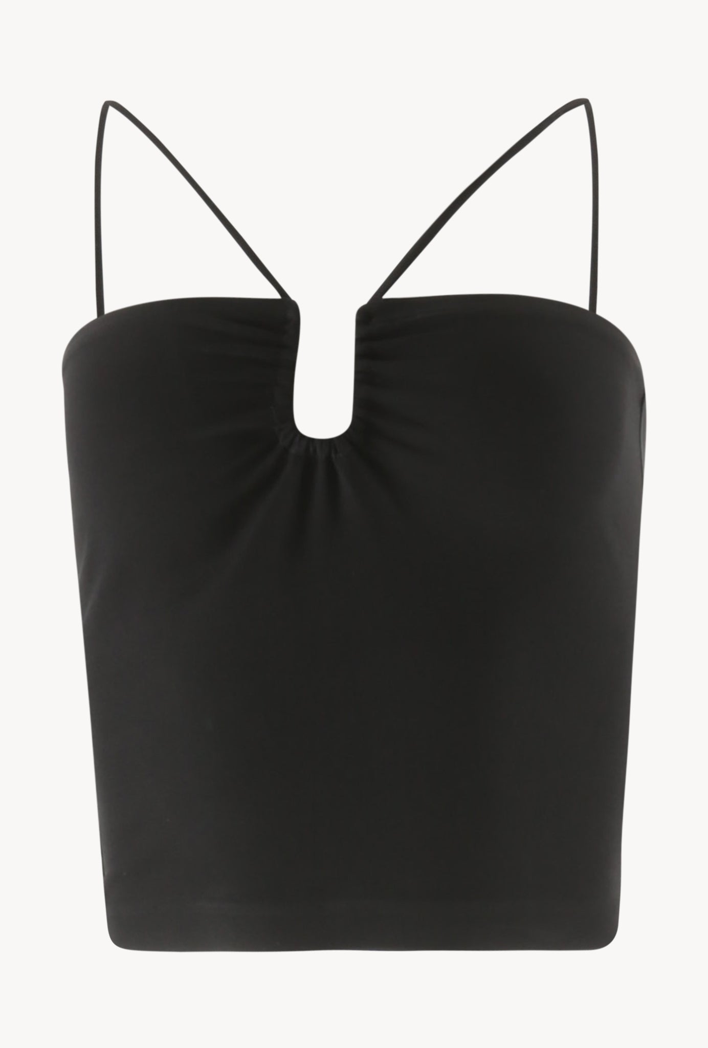Black Crepe Shirred Top with Wire
