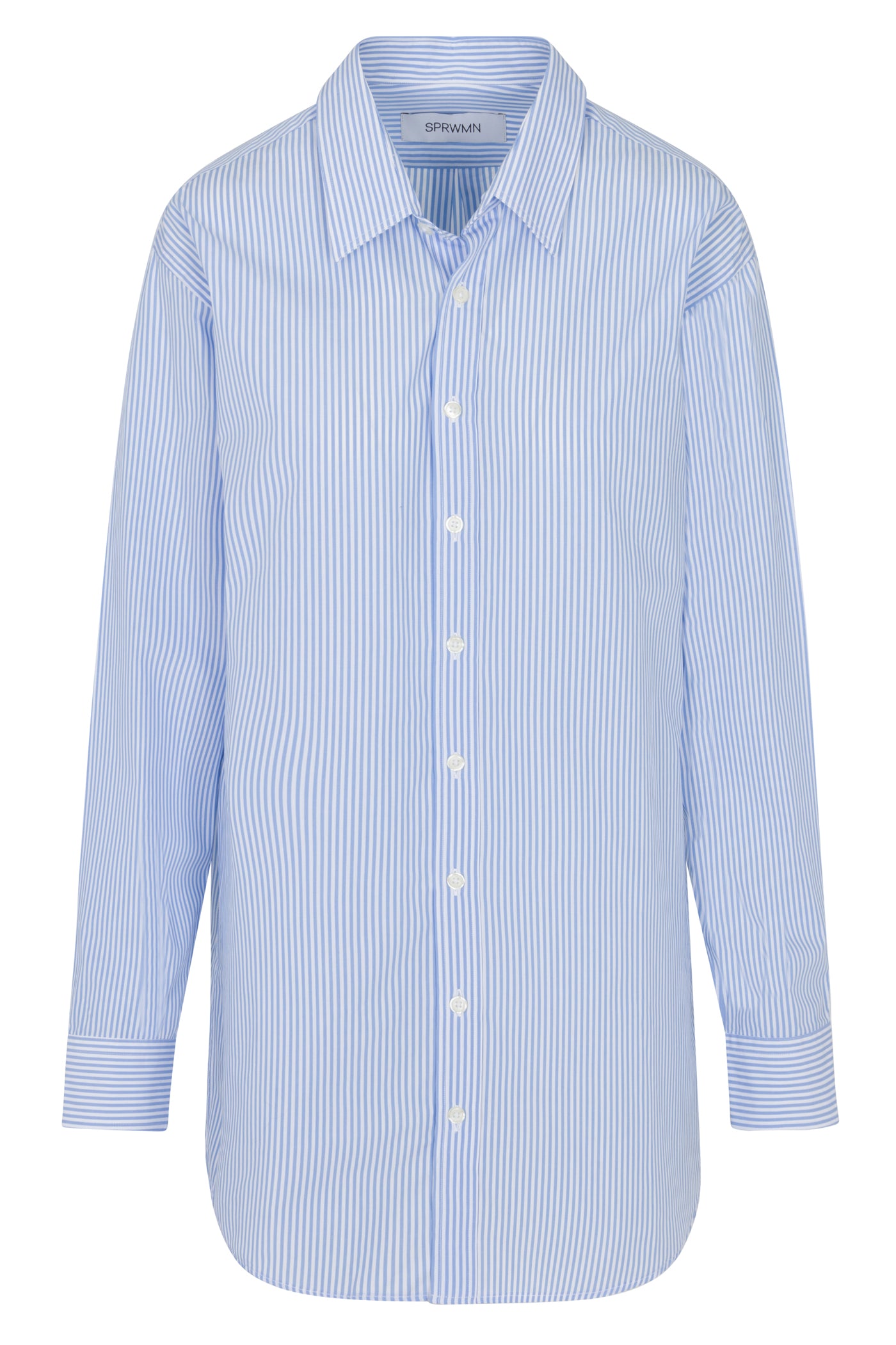 Baby Blue Striped Cotton Oversized Shirt