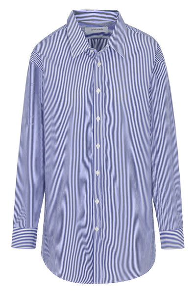 Royal Blue Striped Oversized Shirt