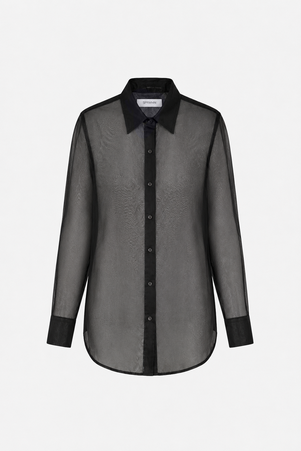 Black Silk Organza Oversized Shirt