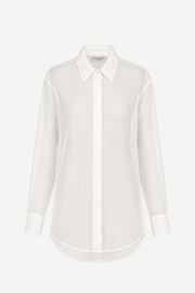 White Silk Organza Oversized Shirt