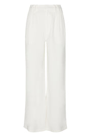 White Crepe Pleated Trousers
