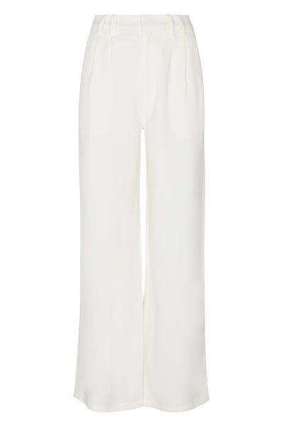 White Crepe Pleated Trousers