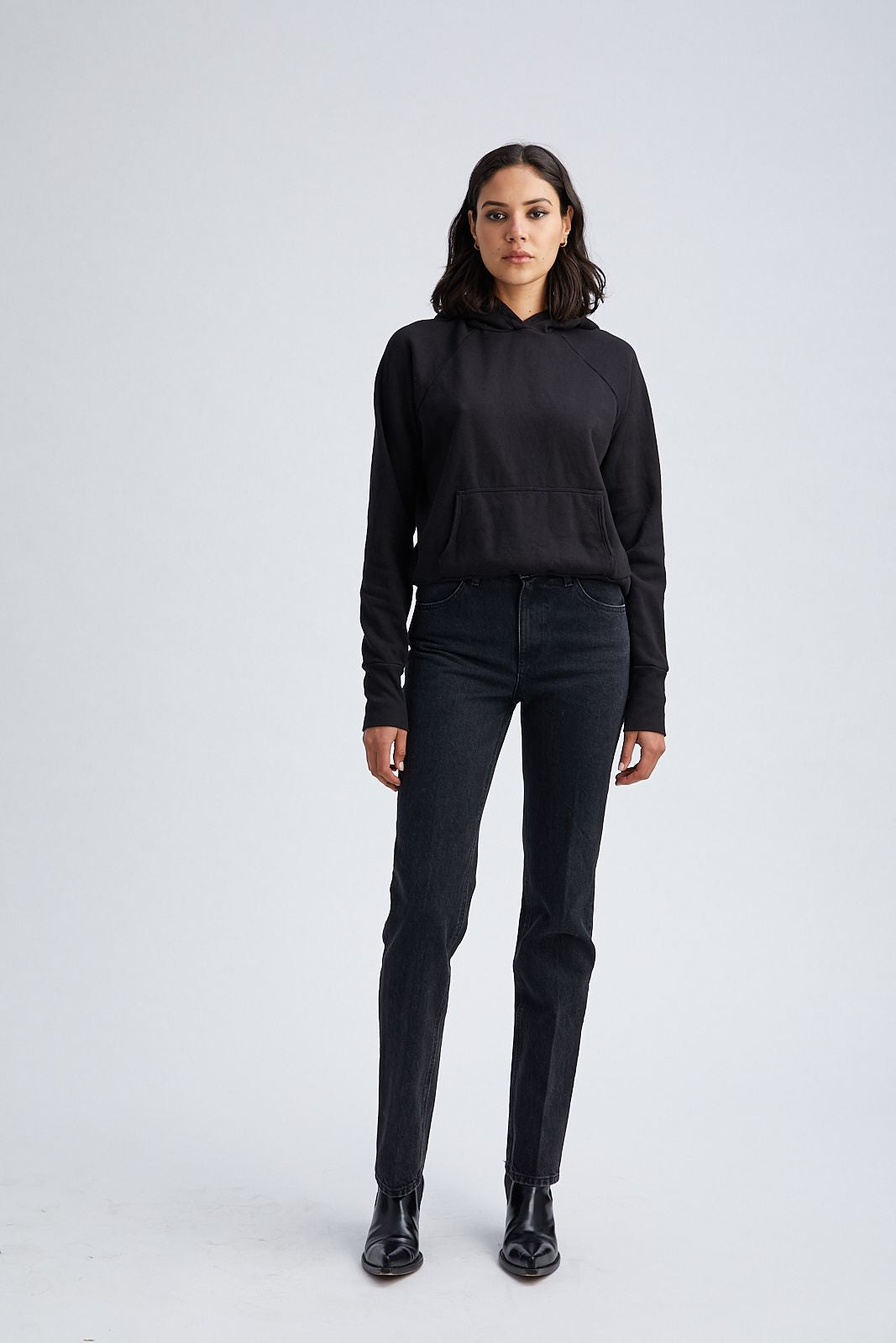 Black Shrunken Hoodie