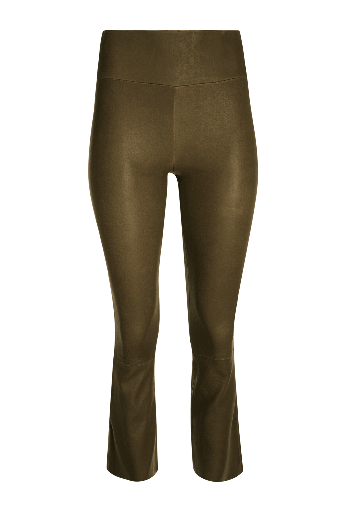 Moss Leather Crop Flare Leggings