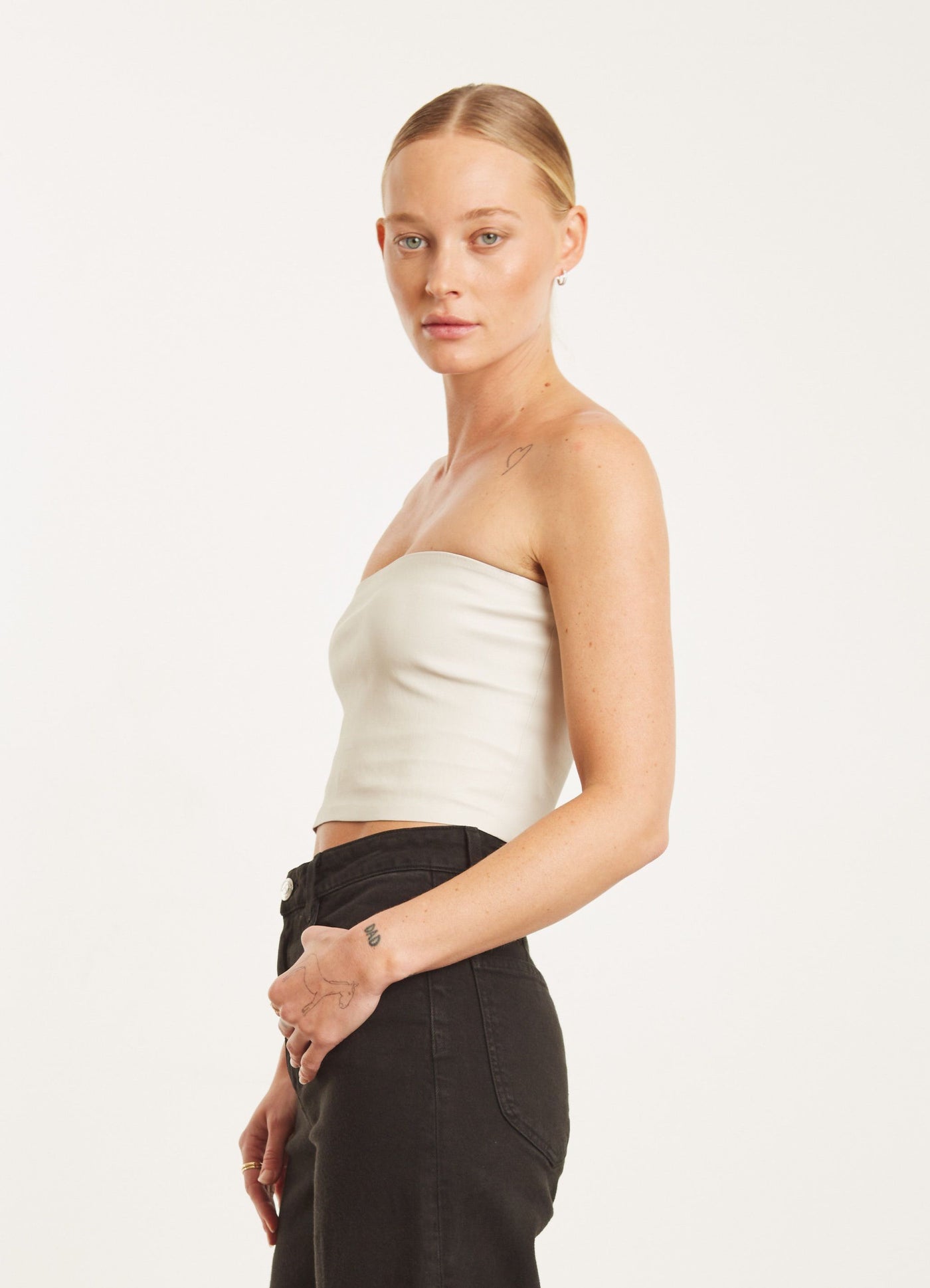 Chalk Leather Micro Tube Top