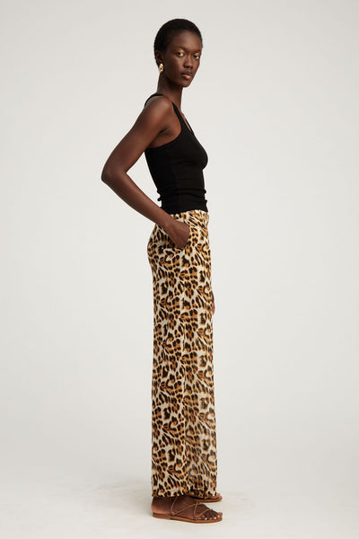 Leopard Silk Wide Leg Trousers