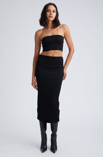 Black Stretch Jacquard Tube Skirt